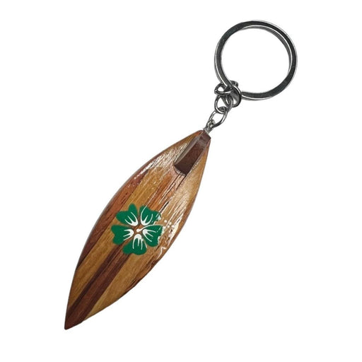 Wood Surfboard with Hibiscus Keychain DK Hawaiian Collection