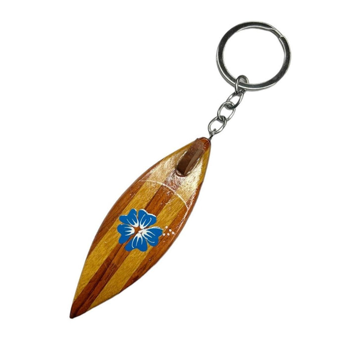 Wood Surfboard with Hibiscus Keychain DK Hawaiian Collection