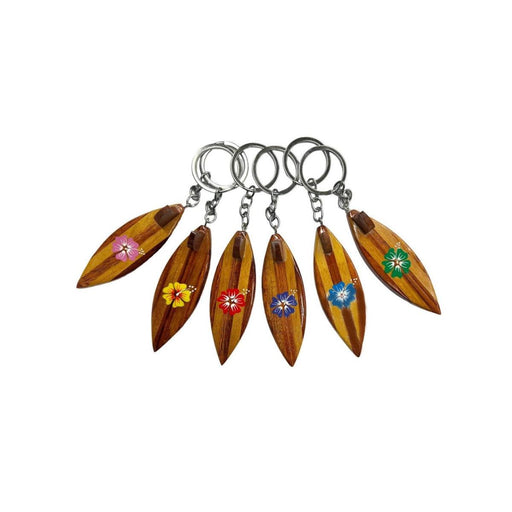 Wood Surfboard with Hibiscus Keychain DK Hawaiian Collection