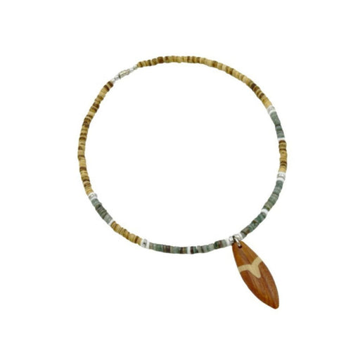 Wooden Surfboard Pendant Clam Shell Coconut Necklace DK Hawaiian Collection
