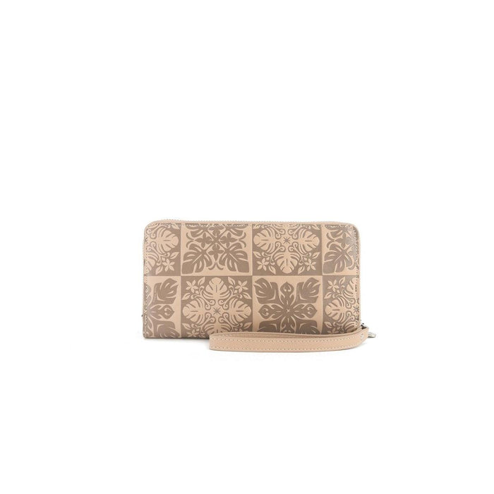 Wristlet Allison Quilt Emobssed Beige Happy Wahine