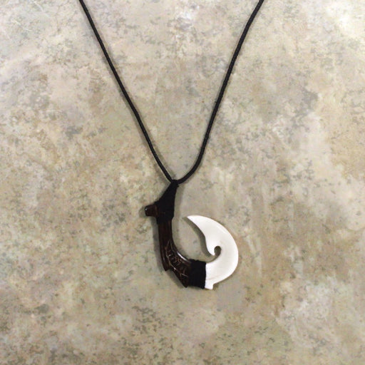 Adjustable Wood/Bone Carved Hook Black Necklace - Jewelry - Leilanis Attic