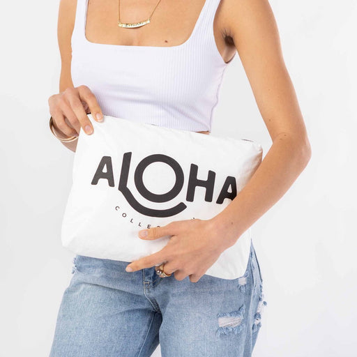 Aloha Collection "Original" Mid Travel Pouch, White - Travel Pouch - Leilanis Attic