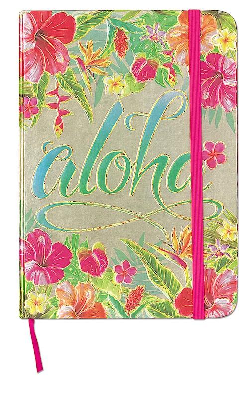 "Aloha Floral" Foil Notebook with Elastic Band - Stationery - Leilanis Attic