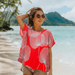 Comfortable Resort Blouse Top with Palm Leaf Loulu Print Muumuu Rainbow / DBA Princess Kaiulani Fashions