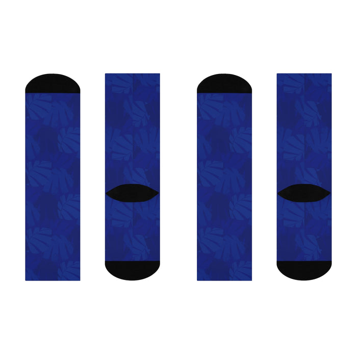 Blue Monstera Leaf Socks - Unisex - All Over Prints - Leilanis Attic
