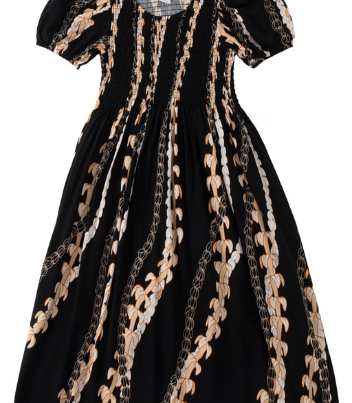 Ladies Rayon Cap Sleeve Dress, Puakenkeni/Pikake Paradise Isle Creations