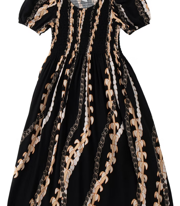 Ladies Rayon Cap Sleeve Dress, Puakenkeni/Pikake Paradise Isle Creations