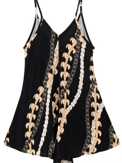 Ladys Junior Black Puakenkeni/Pikake Romper Paradise Isle Creations