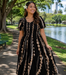 Ladies Rayon Cap Sleeve Dress, Puakenkeni/Pikake Paradise Isle Creations