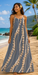 Moani Womens Long Maxi Dress "Puakenikeni Pikake Lei", Grey Paradise Isle Creations