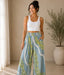 Women's Rayon Smock Waist Pants, "Kalo / Pikake Lei", Blue Paradise Isle Creations