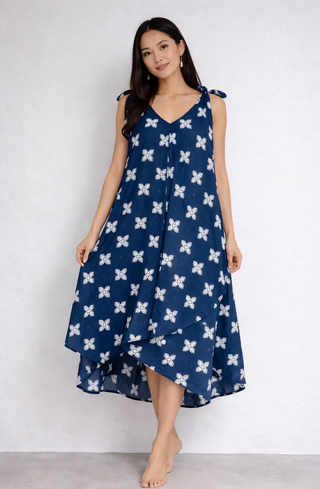 Moani Maxi Dress, Blue Ulu Paradise Isle Creations