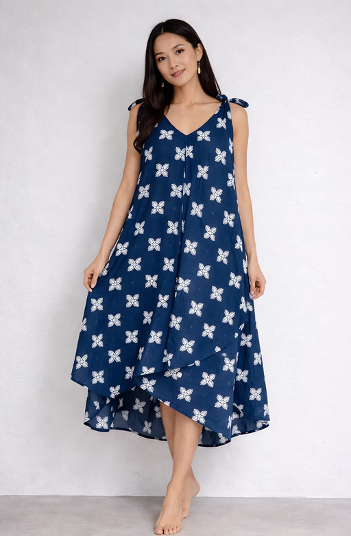 Moani Maxi Dress, Blue Ulu Paradise Isle Creations