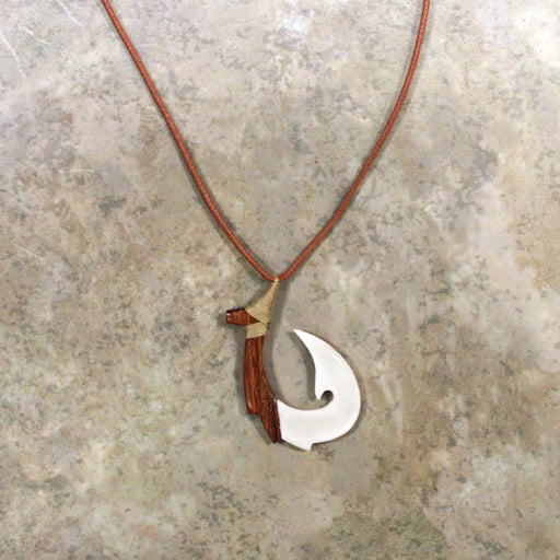 Carved Wood and Bone Hook Adjustable Brown Necklace - Jewelry - Leilanis Attic