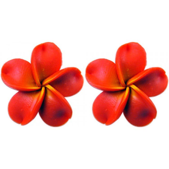 Small Coral Fimo Plumeria Earring KC Hawaii