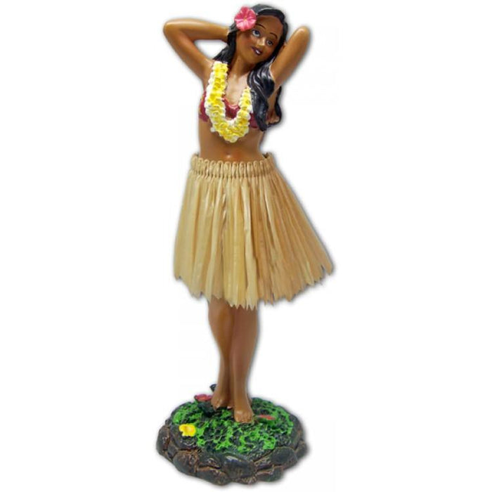 Dashboard Hula Doll, Sweet Leilani Elbows Out with Yellow Lei - Car Accessories - Leilanis Attic