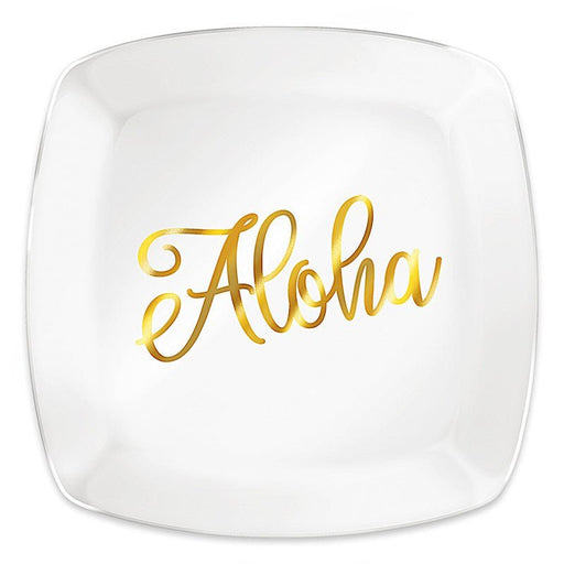 Glass Dessert Plate, Golden Aloha - Household Goods - Leilanis Attic