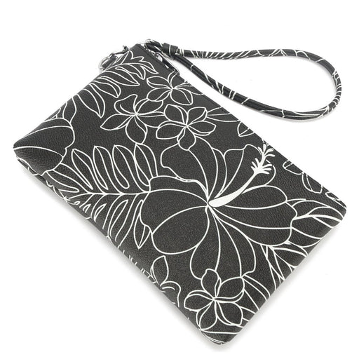 Happy Wahine Wristlet Melody Hibiscus Lines Black - Wallet - Leilanis Attic