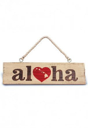 "Heart Of Hawaii - Aloha" Wooden Hanging Sign - Sign - Leilanis Attic