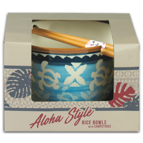"Honu Tapa" Aloha Style Ceramic Rice Bowl - Household Goods - Leilanis Attic