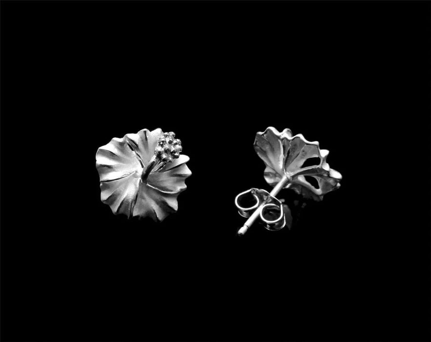 Sterling Silver HIbiscus Post Earrings Parra Jewelry