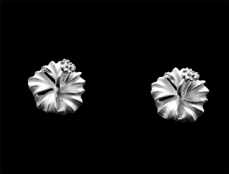 Sterling Silver HIbiscus Post Earrings Parra Jewelry