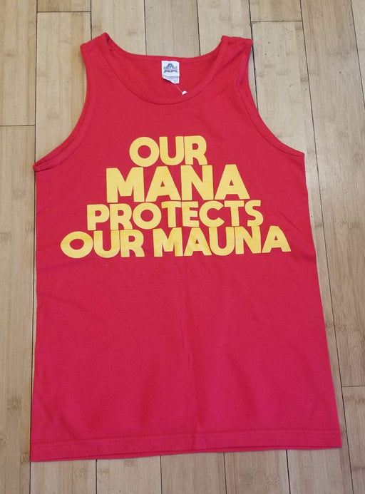 Leilanis Ohana “Mana Protects Our Mauna” - Mens Mauna Kea Red Tank - T-Shirt - Mens - Leilanis Attic