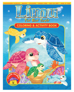 "Limu The Blue Turtle" Children's Coloring and Activity Book with Stickers - Book - Leilanis Attic