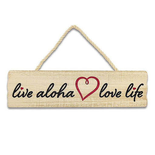 "Live Aloha, Love Life - Heart" Wooden Hanging Sign - Sign - Leilanis Attic