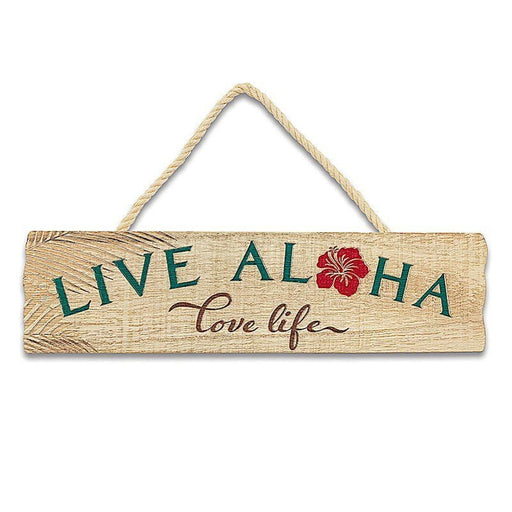 "Live Aloha, Love Life - Hibiscus" Wooden Hanging Sign - Sign - Leilanis Attic