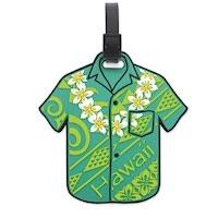 Luggage Tag, “Aloha Shirt” (Green) - Accessories - Leilanis Attic