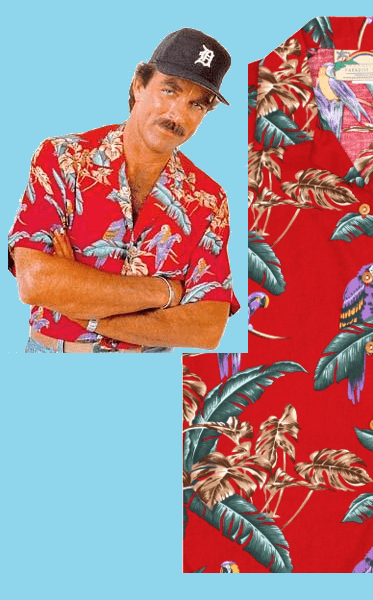 Magnum PI "Jungle Bird" Mens Red Rayon Hawaiian Shirt - Aloha Shirt - Mens - Leilanis Attic