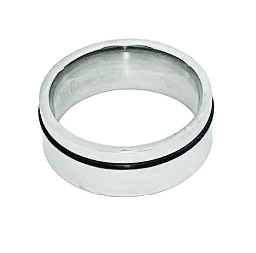 Men's 8mm Surgical Steel Ring, Single Edge Rubber Inlay - Ring - Leilanis Attic