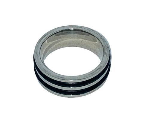 Men's 8mm Surgical Steel Ring, Thick Double Rubber Inlay - Ring - Leilanis Attic