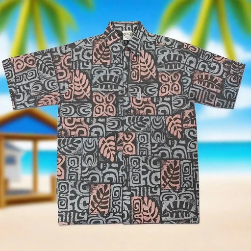 Men's Classic Cotton Shirt - Tapa Blocks - Aloha Shirt - Mens - Leilanis Attic