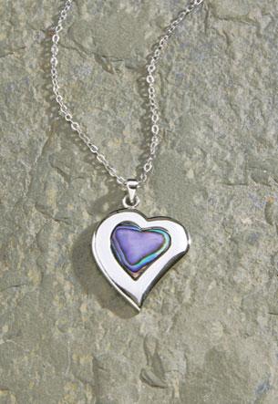Pewter and Paua Heart with Chain Necklace - Jewelry - Leilanis Attic