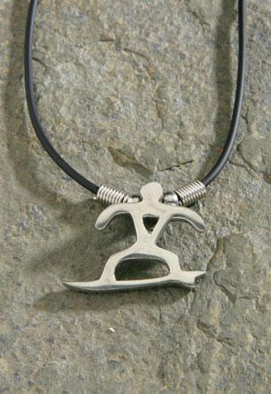 Pewter Petro-Surfer with Rubber Cord Necklace - Jewelry - Leilanis Attic