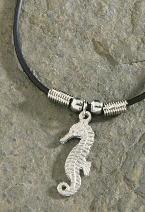 Pewter Seahorse with Rubber Cord Necklace - Jewelry - Leilanis Attic