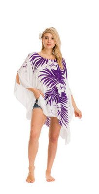 Palm Leaves and Flowers Beach Coverup DK Hawaiian Collection
