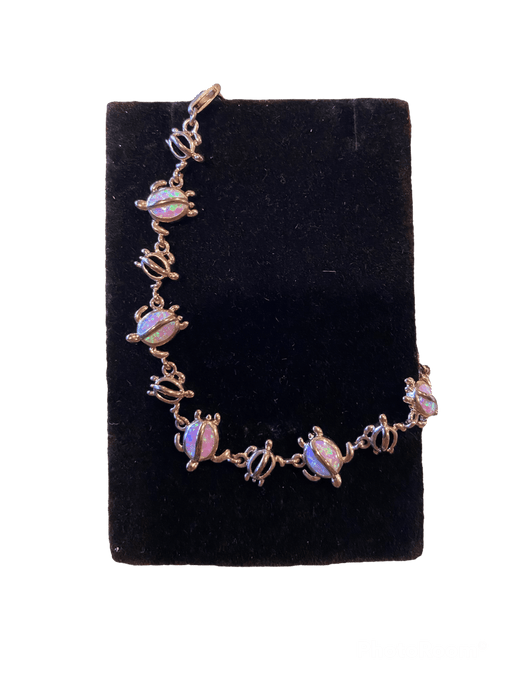 Rose Gold Pink Opal Honu Chain Bracelet - Jewelry - Leilanis Attic
