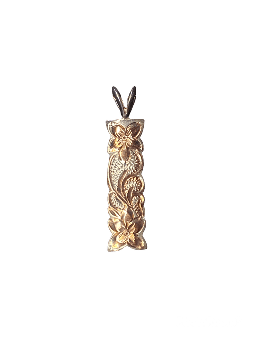 Rose Gold Plumeria Design Bar Pendant - Jewelry - Leilanis Attic