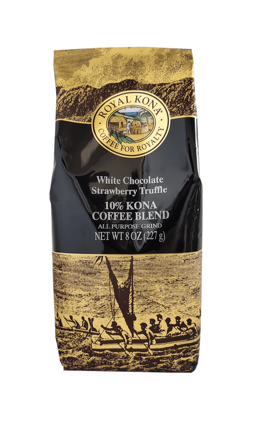 Royal Kona Coffee - White Chocolate Strawberry Truffle 10% Kona Coffee Blend 8 oz - Food - Leilanis Attic