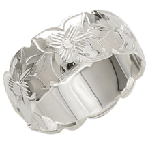 Sterling Silver 15mm Hawaiian Plumeria Ring with Cut-Out Edge - Ring - Leilanis Attic