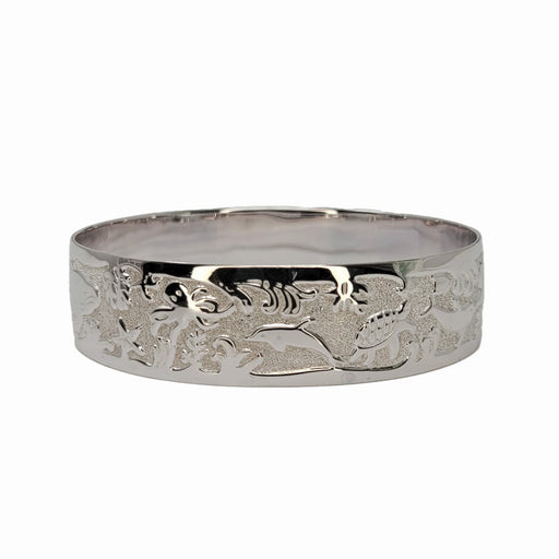 Sterling Silver 18mm Sealife Straight Edge Bangle - Jewelry - Leilanis Attic