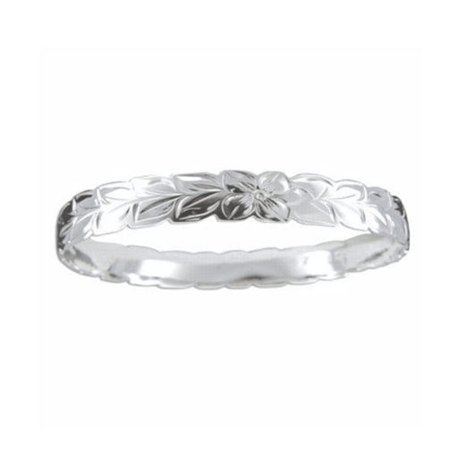 Sterling Silver 8mm Hawaiian Maile Leaf Design with Cut-Out Edge Bangle - Jewelry - Leilanis Attic