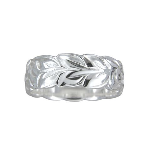 Sterling Silver 8mm Hawaiian Plumeria Maile Ring with Cut-Out Edge - Ring - Leilanis Attic