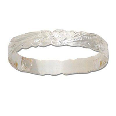 Sterling Silver 8mm Hawaiian Plumeria Scroll Cut-out Bangle, Kids Sizes - Jewelry - Leilanis Attic