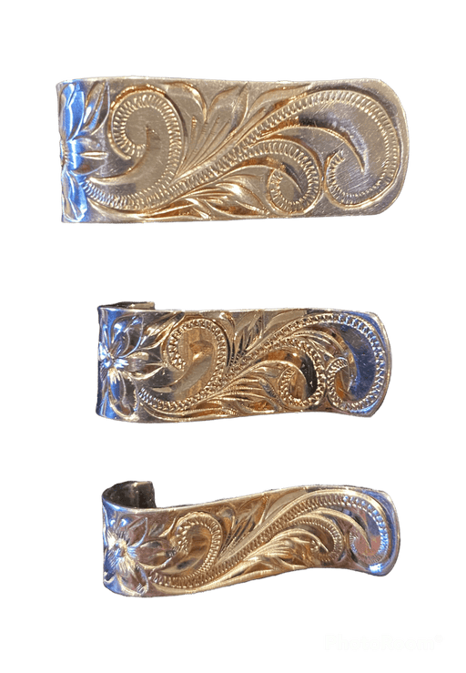 Sterling Silver Engraved Plumeria Design Money Clip - Jewelry - Leilanis Attic