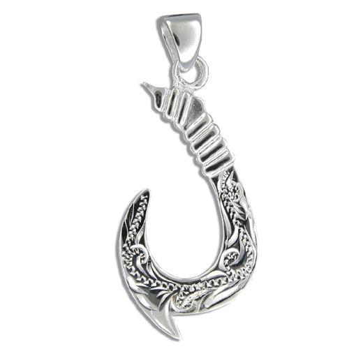 Sterling Silver Fish Hook Pendant - Pendant - Leilanis Attic